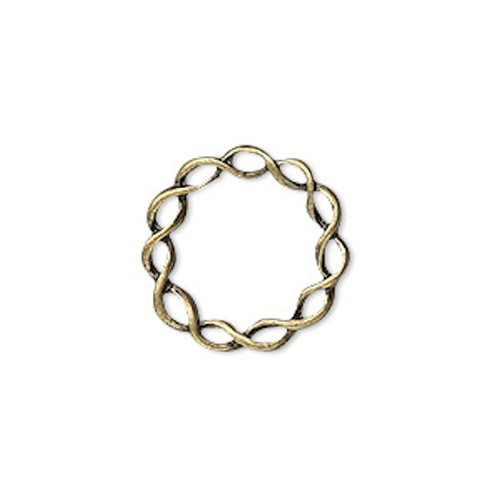 10 Antiqued Brass 18x2mm Twist Ring Connectors  *