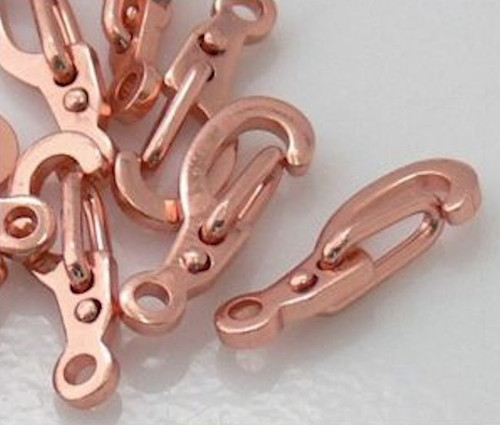 100 Copper Plated Brass 11x5mm Self Closing Lobster Claw Clasp Hooks