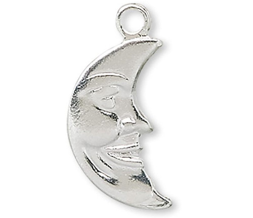 50 Silver Plated Brass 10x6mm Half Moon Smiling Face Charms