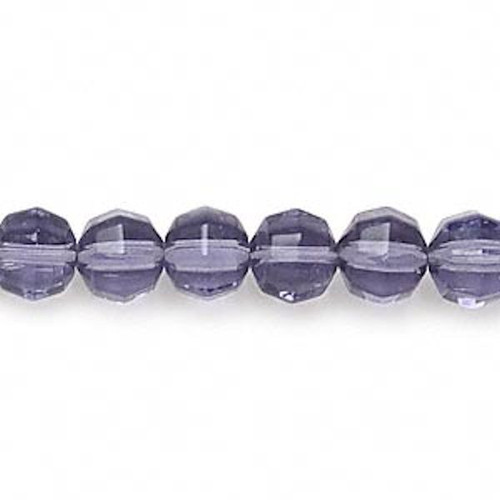 15" Strand Grape Purple 7-8mm Round Faceted Glass Beads  *