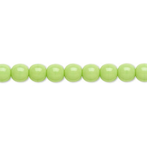 1 Strand Czech Pressed Glass Opaque Green 6mm Round Beads with 0.7-1.1mm Hole `