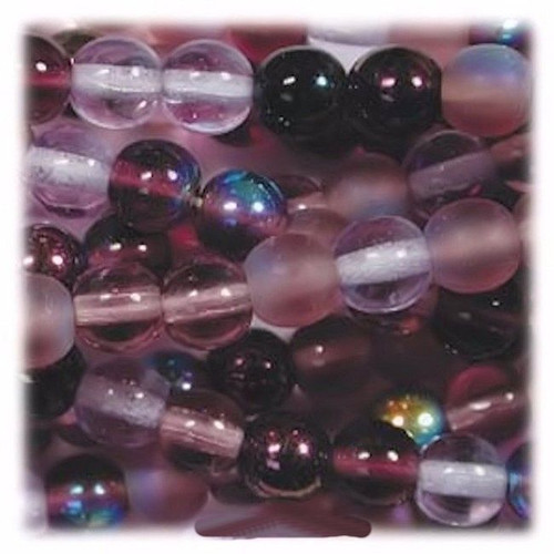 50 Czech Pressed Glass Druk 6mm Round Beads Lilac Purple MIX