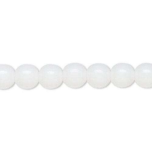 1 Strand(50) Czech Pressed Glass Opaque White 8mm Round Beads