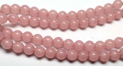 Czech Druk Glass 6mm Round Bubblegum Pink Beads 1 Strand(67) *