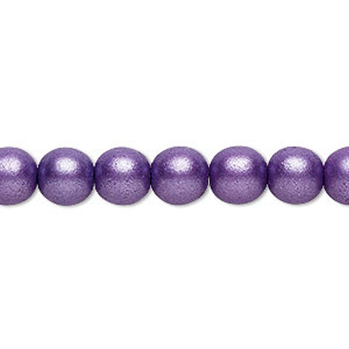 1 Strand(50) Czech Glass Opaque Satin Purple Druk 8mm Round Beads