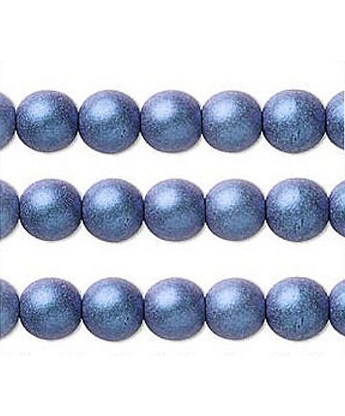 1 Strand(50) Czech Glass Opaque Satin Blue Druk 8mm Round Beads