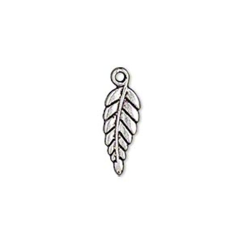 Charm, Leaf, 50 Antiqued Silver Plated Pewter 16x6mm Double Sided LEAF Charms