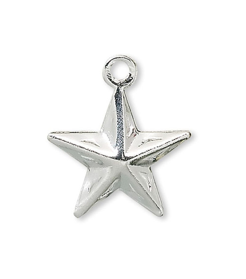 50 Silver Plated Brass 10x10mm Double Sided Star Drop Charms