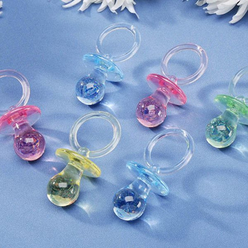 6 Large Multi Pastel Transparent Baby Pacifier Charms ~ 29x60mm *