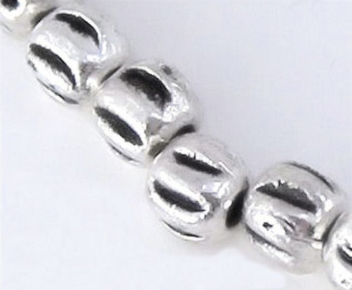 48 Antiqued Silver Finished Pewter ~ Small Spacer Fluted Melon Beads ~ 4x3mm *