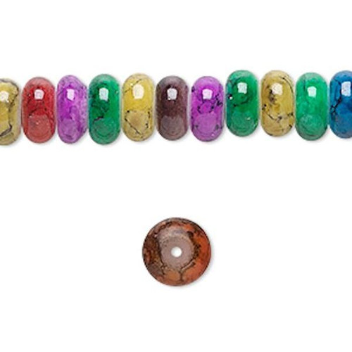 36 Inch Strand Jewel Colored Glass 8x4mm Rondelle Beads with 1mm Hole `
