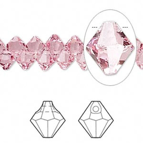 12 Swarovski Crystal  Light Rose 6mm Top Drilled Bicone Beads (6301)