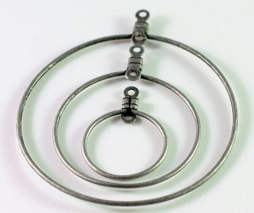 52 Oxidated Silver Plated Steel Round Beading Hoop MIX Charm Holder 17-45mm *