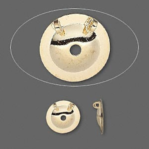 24 Gold Plated 10mm Dome Button Cover Converter with Loops for 20mm+ Cabochons *