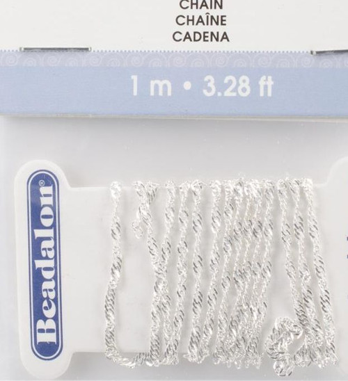 Chain, 3.28 Feet Beadalon Silver Plated Very Fine Bulk Curb Twist Chain with 1.6mm Links
