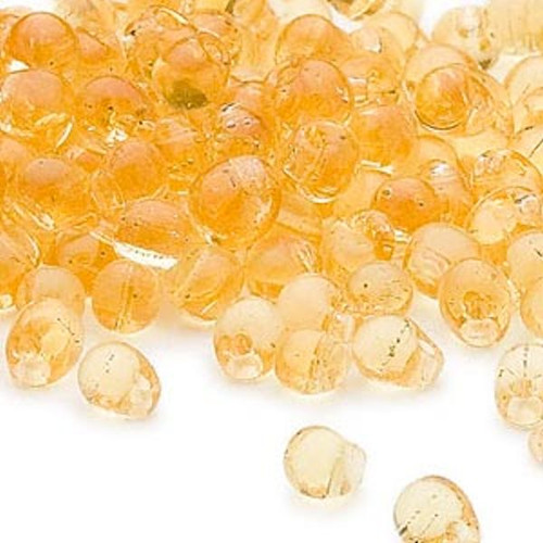 Seed Bead, 10 Grams(180) Light Amber Yellow 4x3.4mm Teardrop Fringe Glass Beads (DP132)