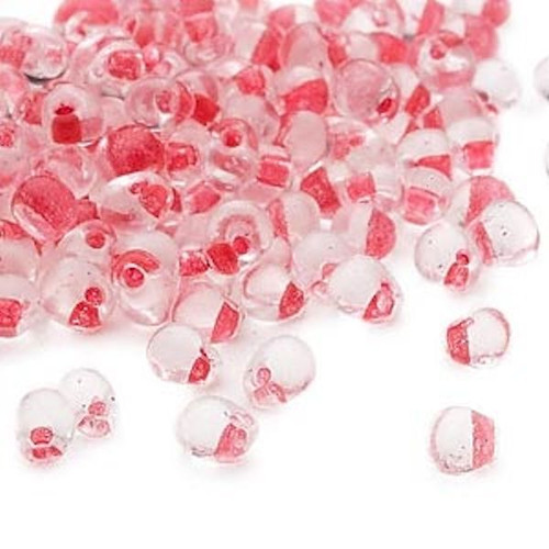 Seed Bead, 10 Grams Teardrop Fringe Glass Beads ~ 4x3.4mm ~ Clear Red