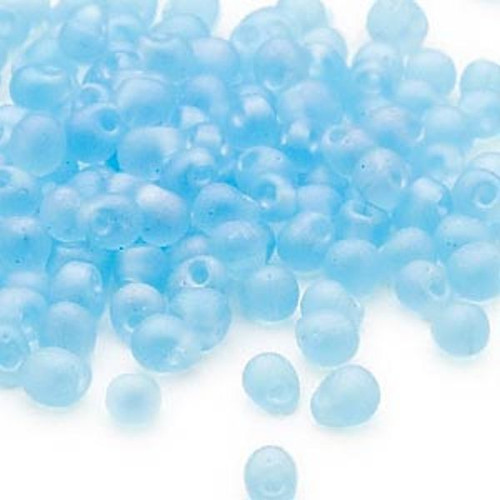 Seed Bead, 10 Grams(180) Matte Rainbow Lt Blue 4x3.4mm Teardrop Fringe Glass Beads (DP148FR)