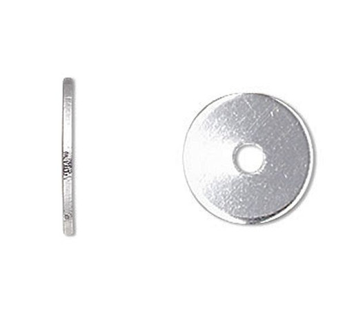 Bead, 100 Silver Plated Brass 5x0.3mm Disc Smooth Heishi Spacer Beads with 0.6mm Hole