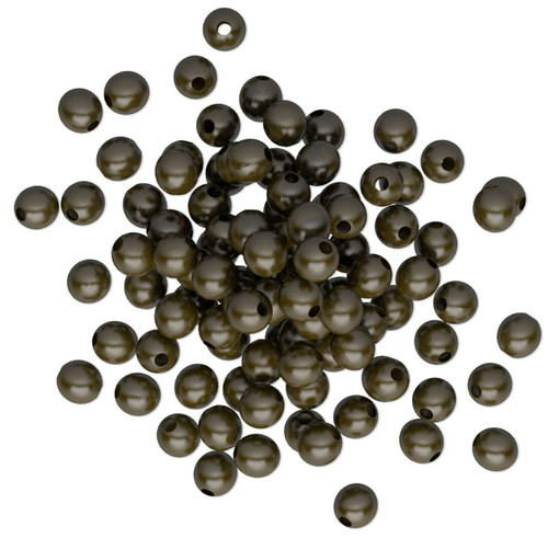 100 Antiqued Brass Plated Brass 3mm Smooth Round Beads with 0.9mm Hole