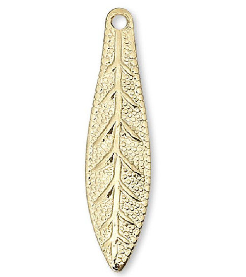 10 Gold Plated Brass 19x5mm Leaf Drop Leave Charms