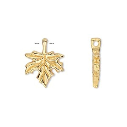 20 Gold Plated Pewter 13x13mm Maple LEAF Charms