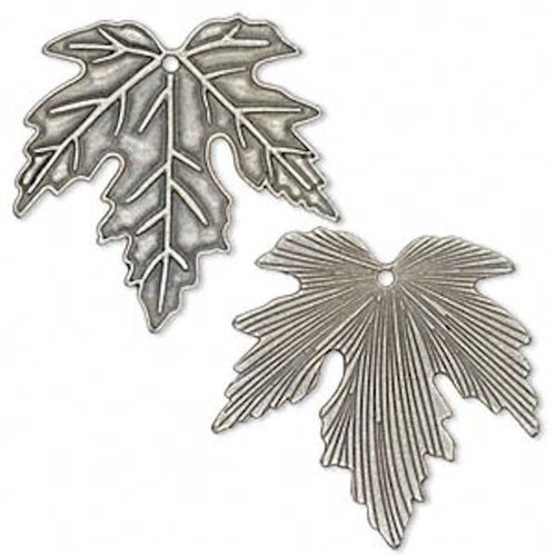 4 Antiqued Silver Plated Pewter  53x51x1mm Maple Leaf Charms