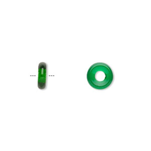 50 Czech Pressed Glass Emerald Green 8x2.5mm Ring Beads with 2.5mm Hole`