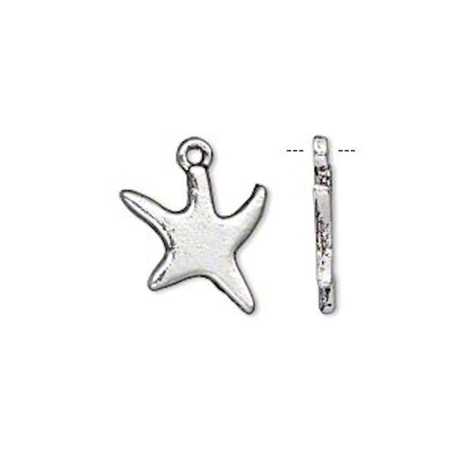 20 Antiqued Silver Plated Pewter Double Sided Star Charms ~ 15x13mm *