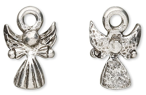 Charm, Angel, 4 Antiqued Silver Pewter 12x9mm Small Baby Angel Charms *