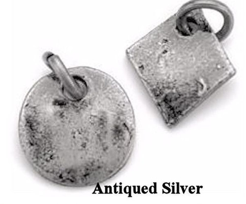 Charm Mix, 22 Antiqued Silver Plated Geometric Circle & Diamond Charm Mix with Jump Rings *