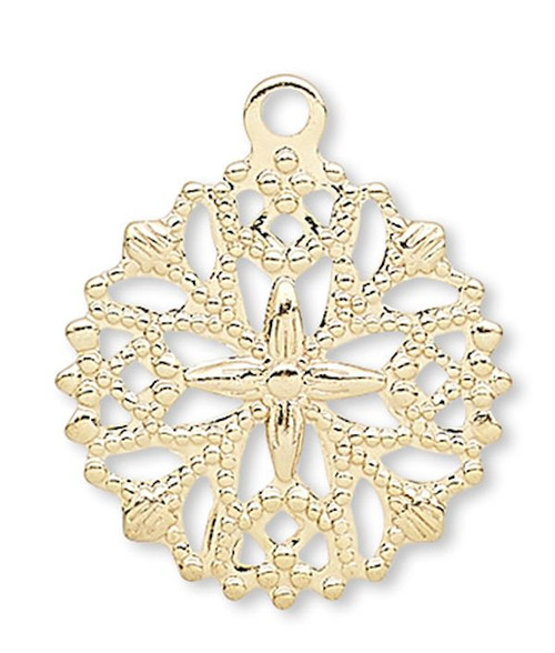 100 Gold Plated Brass 13x13mm Round Snowflake Drop Charms