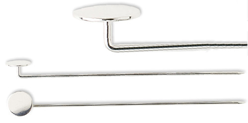 Stick Pin, 100 Silver Plated Brass 2 3/4 Inches Long Stick Pins with 8mm Pad for Beads or Stones