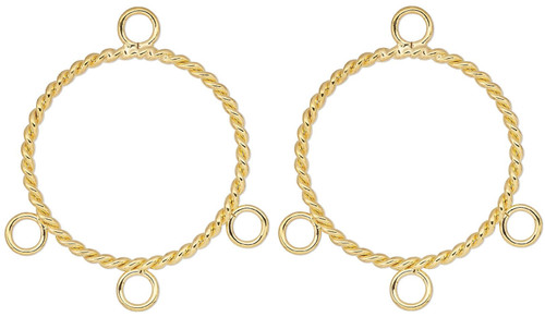 10 Gold Plated Steel 20mm Twist Round Hoop Chandelier Earring Connectors