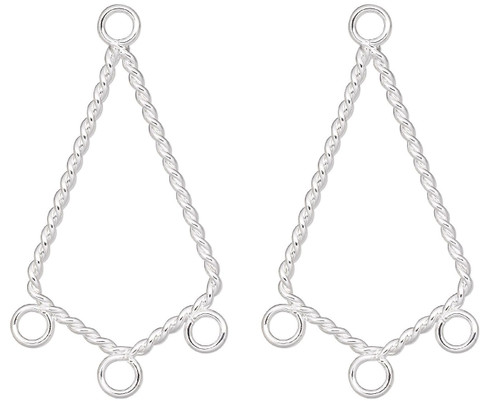 Drop, 10 Silver Plated Steel 28x17mm Twisted Kite Chandelier Earring Connectors