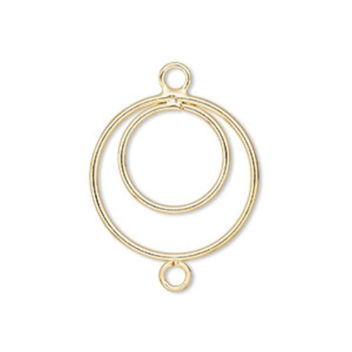 Focal, 7 Gold Plated Steel 18mm Double Hoop Earring Connectors with Loops *