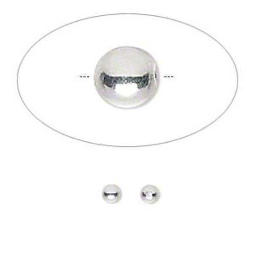 100 Silver Plated Brass 3mm Smooth Round Beads with 0.7mm Hole