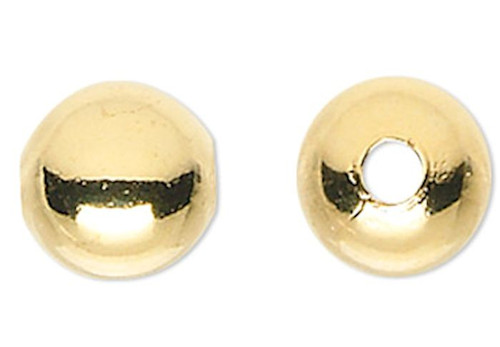 100 Gold Plated Brass Smooth 10mm Round Beads with 2.5mm Hole