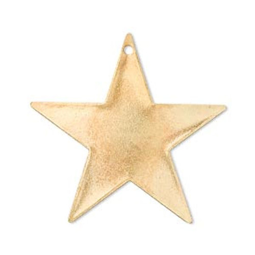 4 Gold Plated Brass Large 33x33mm Top Drilled Star Charms with 1mm Hole *