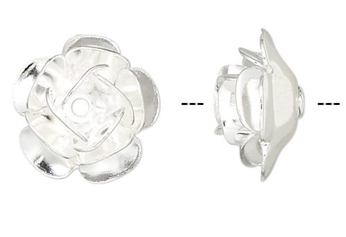 Bead, 20 Silver Plated Brass 11x6mm 3D Rose Petal Flowers Beads *