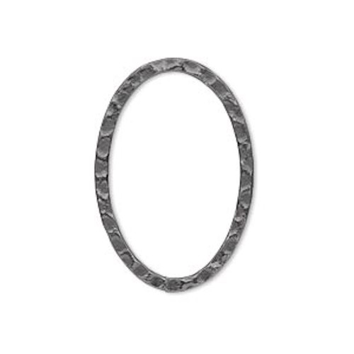 Focal, 8 Gunmetal Plated Steel Hammered Oval Links ~ 30x20mm