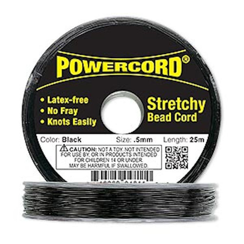 25 Meter Spool Black No Fray 0.5mm Elastic POWERCord with 4 Pound Test `