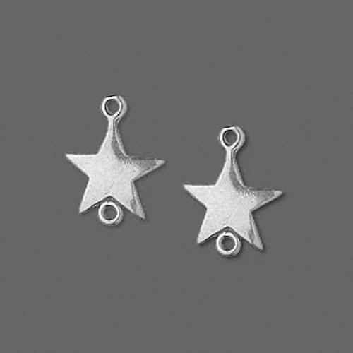 2 Sterling Silver 10x9.5mm Star Earring Connector Links *