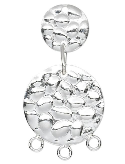 1 Sterling Silver Hammered Coin Links ~ 23x14mm