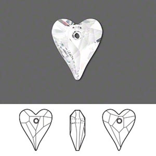 Drop, 1 Swarovski Faceted 17x14mm Wild Heart Clear Crystal Pendants (6240) *