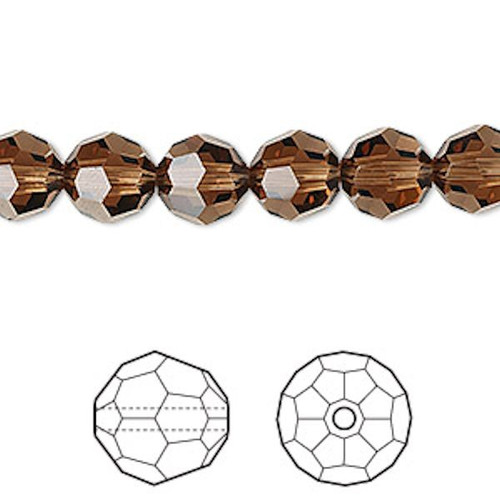 12 Swarovski Smoked Topaz 8mm Faceted Round Crystal Beads (5000) *