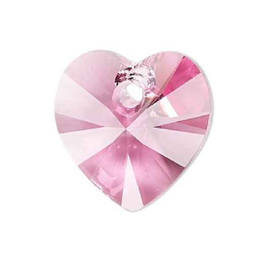 2 Swarovski Rose Pink Faceted Xilion 10x10mm Heart Crystal Pendants (6228)