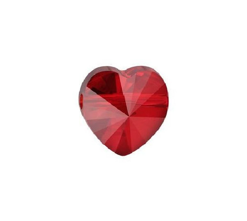 Bead, 2 Swarovski Siam Red 10x10mm Faceted Heart Crystal Beads (5742) *