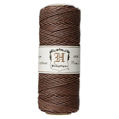 Cord, Hemp, 205 Foot Spool Dark Brown Smooth Polished 1mm Diameter 3 Ply Hemp Cord with 20lb Test `