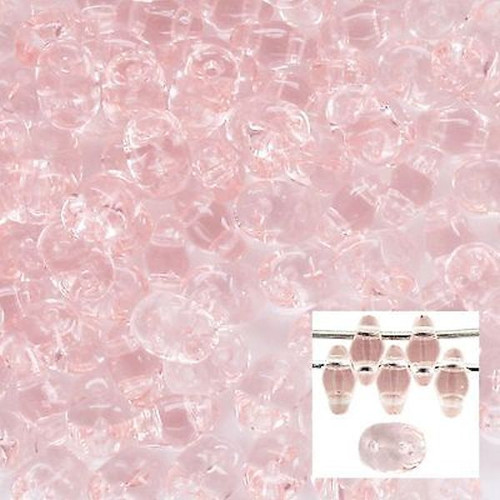 24 Grams Czech Glass Crystal Rosaline Pink 2.5x5mm Super Duo Beads